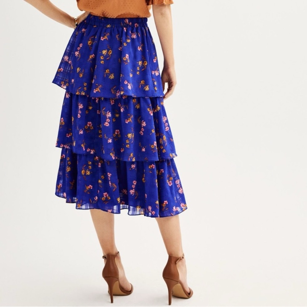 Draper James RSVP Floral Blue Tiered Skirt